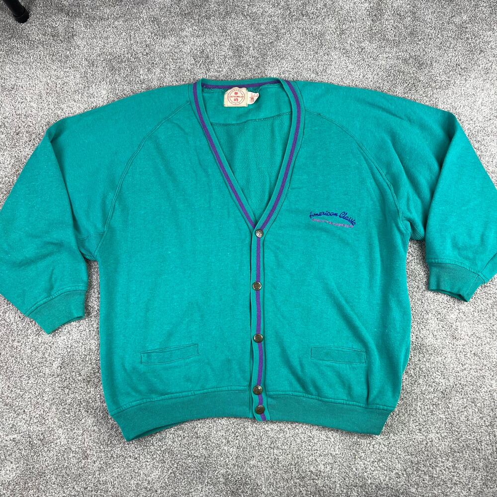 Vintage Chinawear American Classic teal sweatshirt cardigan size S
